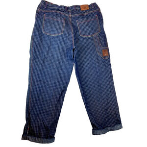 Vintage Nakuz Baggy Jeans Blue Check Cuff Denim Men's 40 Loose‎ Hip Hop